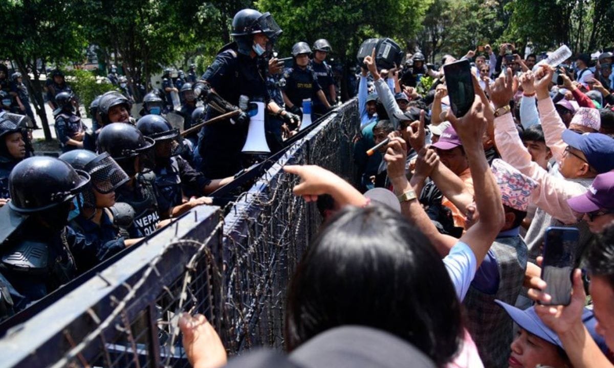 Teachers Clash with Police in New Baneshwor Protest