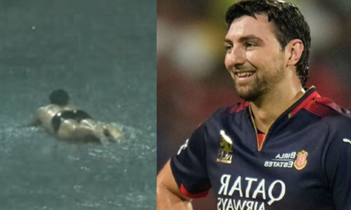 RCB’s Tim David Enjoys Rain at Chinnaswamy Stadiuma