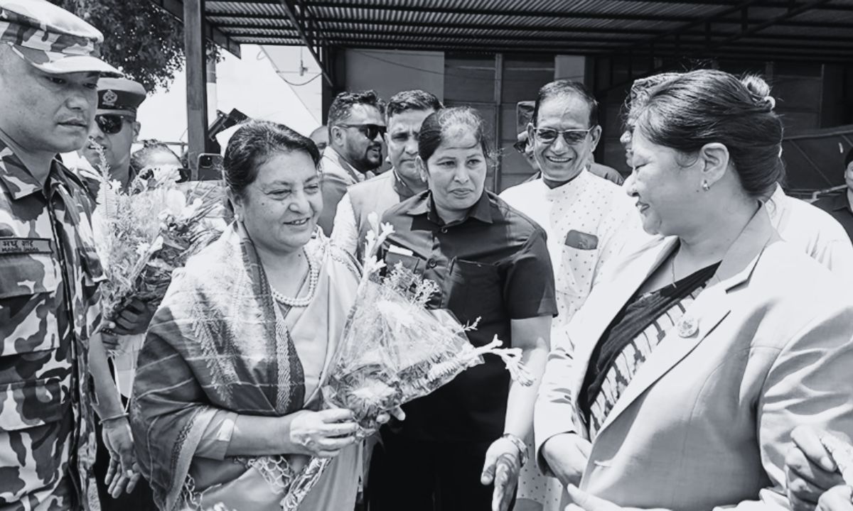 Former President Bidya Devi Bhandari welcomed at Biratnagar Airport