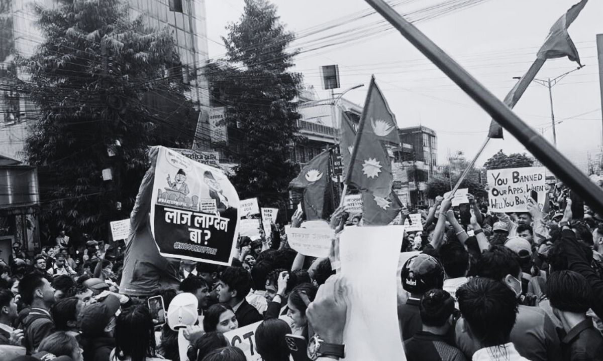Gen Z stage protest in Pokhara despite rain